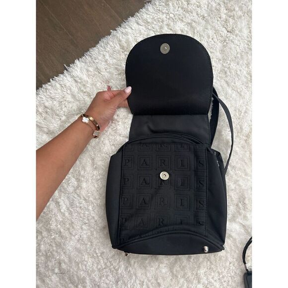 Black on black “Paris” Repeating Mini Backpack - Picture 2 of 4